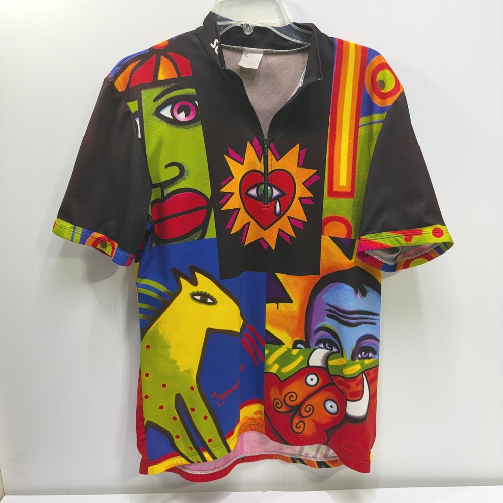 Sugoi Mens Bycycle Pop Art Cycling Jersey Multicolor Short Sleeve 1/4 Zip